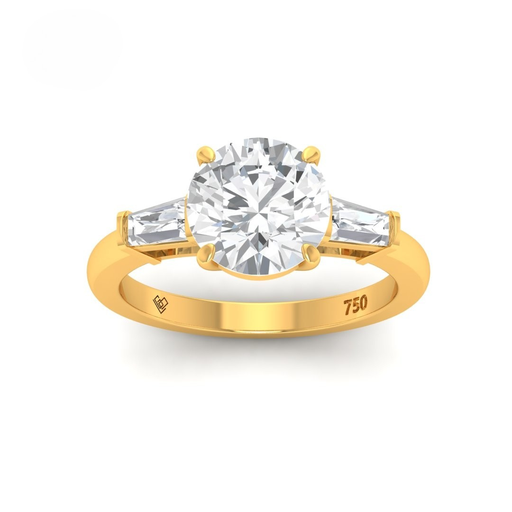  Round Cut Diamond Engagement Ring With Tapering Baguettes Cut Side Diamond AAC00034 