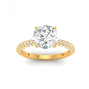 Round Cut Diamond Engagement Ring With Diamond Hidden Halo And 3D Diamond Band  AAC00037 