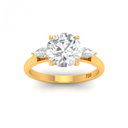 Round Cut Diamond Engagement Ring With A Pear Cut Side Diamonds  AAC00038 