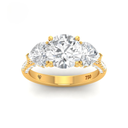 Round Cut Diamond Engagement Ring with Heart Cut Side Diamonds and 3D Diamond Band AAC00040 