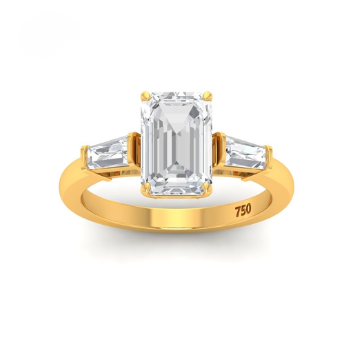 Emerald Cut Diamond with Tapering Baguette Side Diamonds  AAC00008 