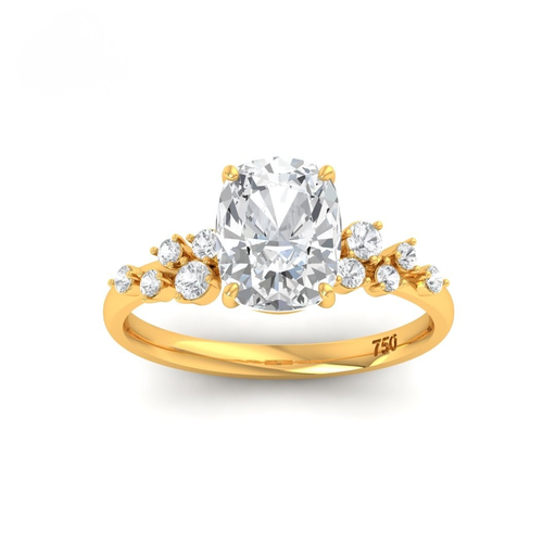 Cushion Cut Diamond with Diamond Accent Band AAC00053 