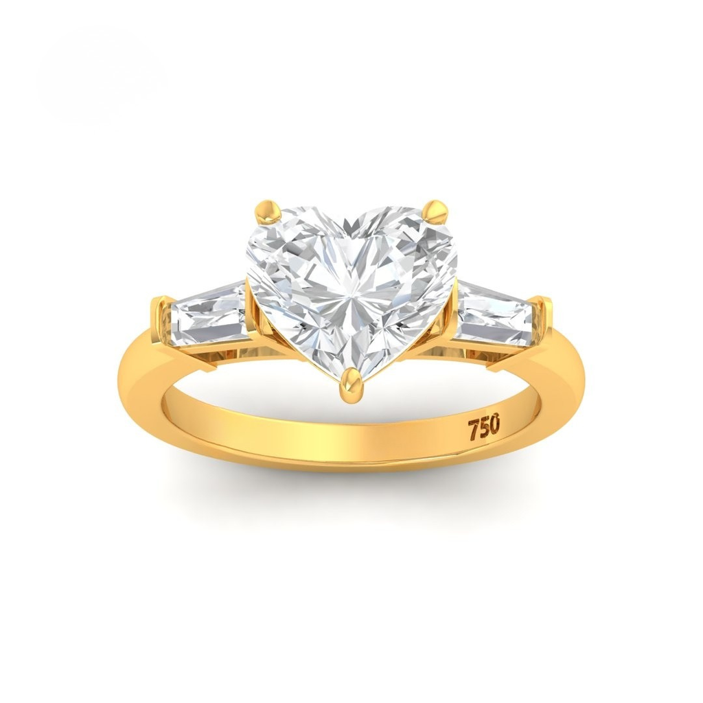 Heart Cut Diamond with Tapering Baguette Side Diamonds  AAC00070 