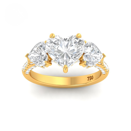 Heart Cut Diamond with Heart Cut Side Diamonds and 3D Diamond Band AAC00082 