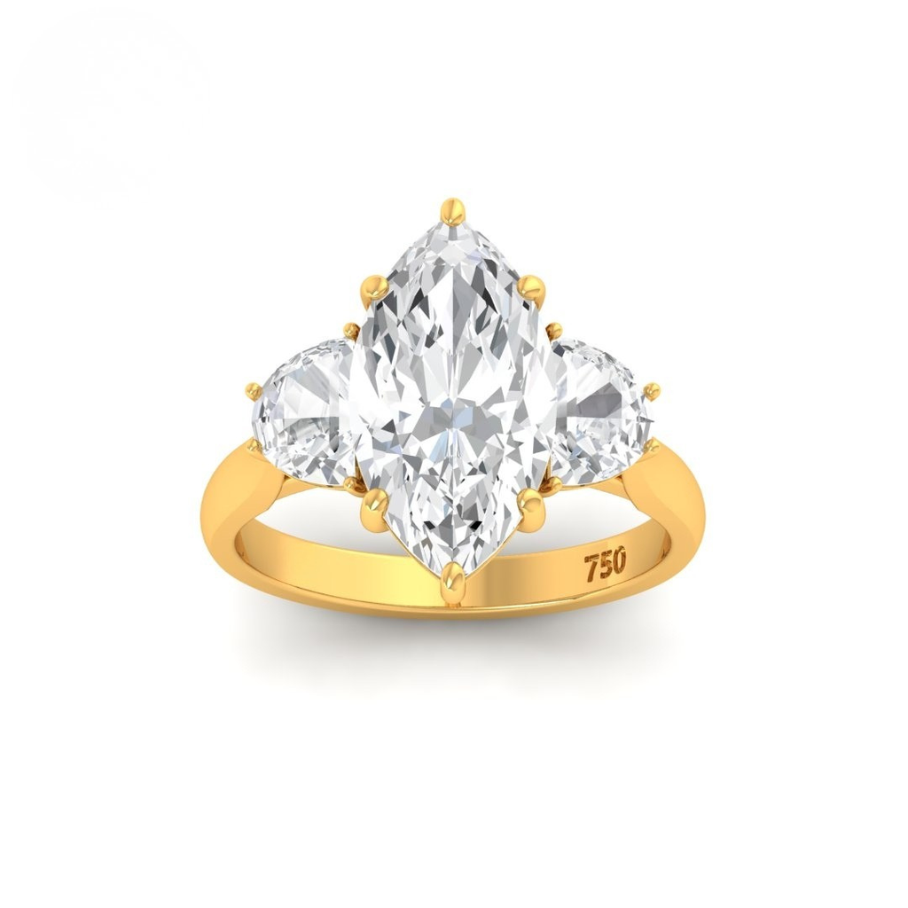 Marquise Cut Diamond with Half Moon Cut Side Diamonds  AAC00084 