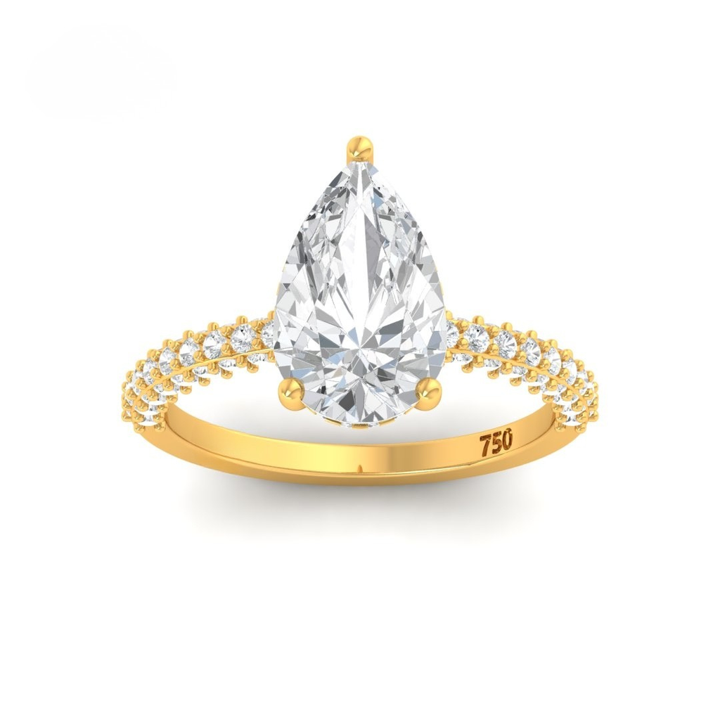 Pear Cut Diamond with 3D Diamond Band and Diamond Hidden Halo  AAC00116 