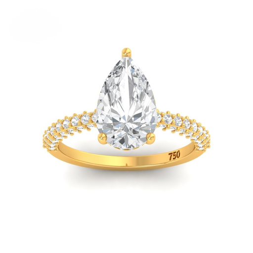 Pear Cut Diamond with 3D Diamond Band and Diamond Hidden Halo  AAC00116 
