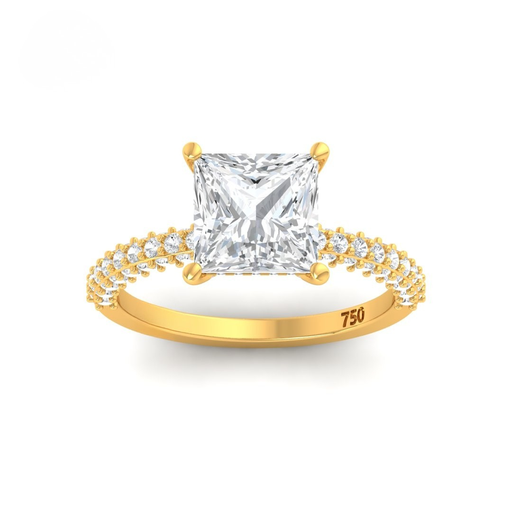 Princess Cut Diamond Engagement Ring With Diamond Hidden Halo And 3D Diamond Band AAC00131 
