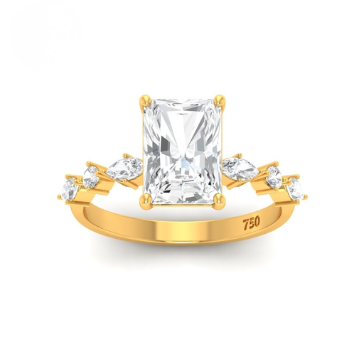 Radiant Heart cut diamond set on a marquise cut and round cut diamond band.  AAC00076