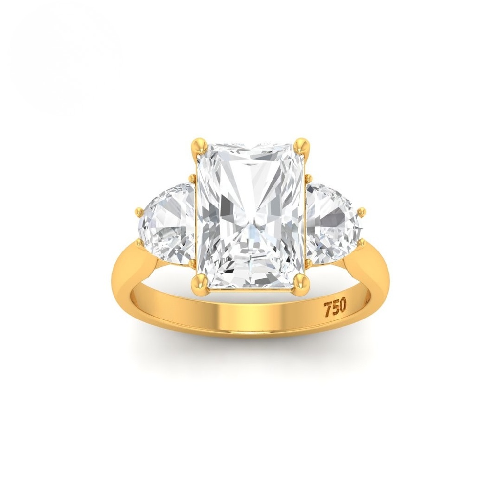 Radiant Cut Diamond with Half Moon Cut Side Diamonds AAC00036 