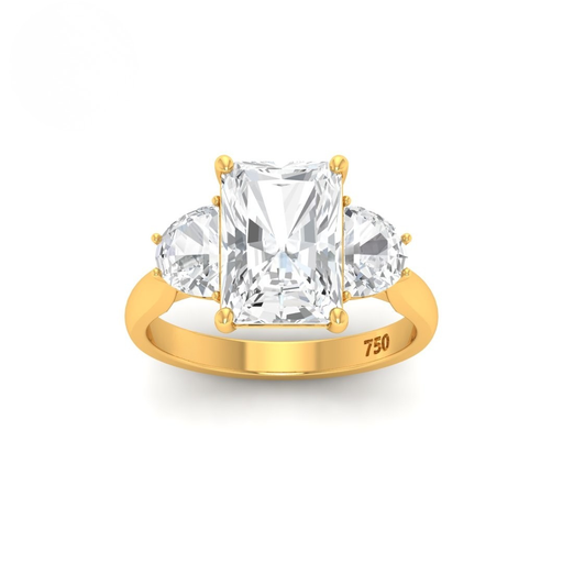 Radiant Cut Diamond with Half Moon Cut Side Diamonds AAC00036 